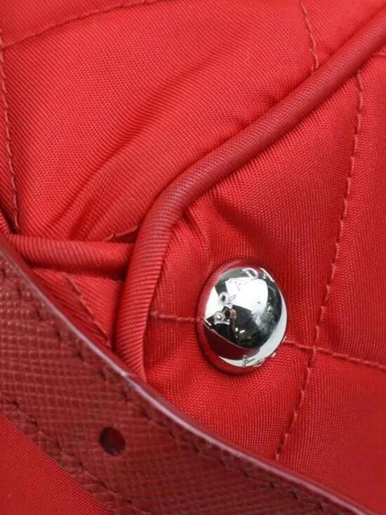PRADA Quilting Backpack Red Nylon/Leather/Silvertone main image 12